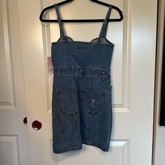Juicy Couture NWT Sweetheart Neckline Dark Wash Denim Mini Short Dress - Picture 5 of 11